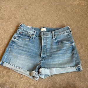 Mother cuffed jean shorts